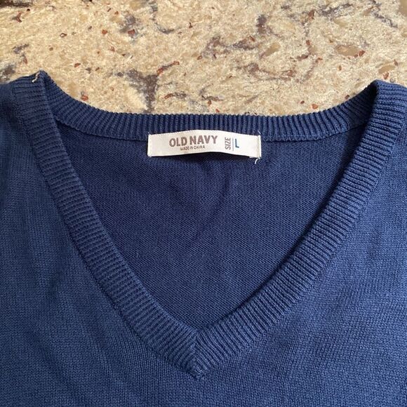 Old Navy V-neck Pull Over Navy Blue Sweater - Picture 2 of 5